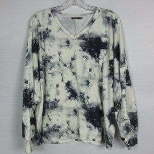 Shein Top Tie Dye Black White Pull On Sweatshirt Lightweight Plus Size 1X